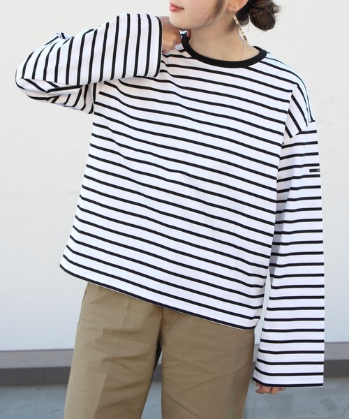 ORCIVAL（オーシバル）の「ORCIVAL/オーシバル　マーセライズドコットンロングスリーブ　ストライプ 40/2 RC9261（Tシャツ/カットソー・レディース・ブルー/グリーン/ホワイト・1）」の7枚目の写真