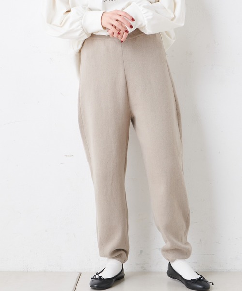 PUAL CE CIN(ピュアルセシン)の「コットンリブプレーティングサルエルパンツ(その他パンツ・レディース・グレー/チャコール/ベージュ/オートミール・FREE)」の3枚目の写真