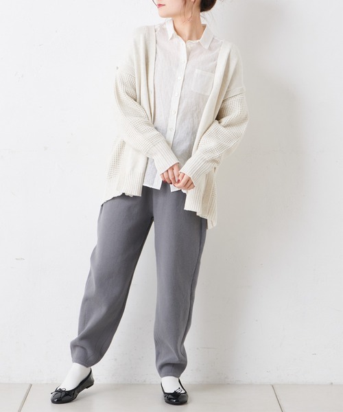 PUAL CE CIN(ピュアルセシン)の「コットンリブプレーティングサルエルパンツ(その他パンツ・レディース・グレー/チャコール/ベージュ/オートミール・FREE)」の1枚目の写真