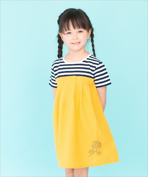 RAGMART(ラグマート)の「ボーダータック切り替えワンピース(ワンピース・キッズ・ベージュ/イエロー・110cm/100cm/120cm/130cm)」の2枚目の写真