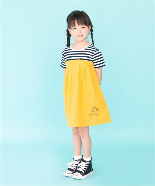 RAGMART(ラグマート)の「ボーダータック切り替えワンピース(ワンピース・キッズ・ベージュ/イエロー・110cm/100cm/120cm/130cm)」の4枚目の写真