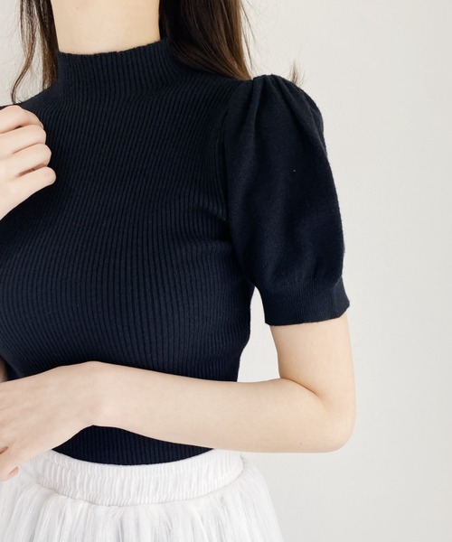 Loueme（ルエム）の「ハイネックパフスリーブリブニット（Tシャツ/カットソー・レディース・ホワイト/ブラック/ベージュ/レッド/ブルー・FREE）」の13枚目の写真