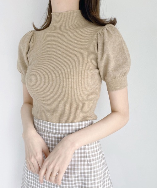 Loueme（ルエム）の「ハイネックパフスリーブリブニット（Tシャツ/カットソー・レディース・ホワイト/ブラック/ベージュ/レッド/ブルー・FREE）」の11枚目の写真