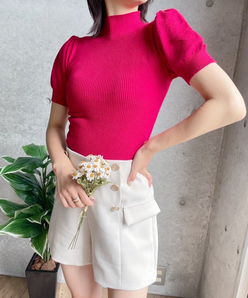 Loueme（ルエム）の「ハイネックパフスリーブリブニット（Tシャツ/カットソー・レディース・ホワイト/ブラック/ベージュ/レッド/ブルー・FREE）」の19枚目の写真