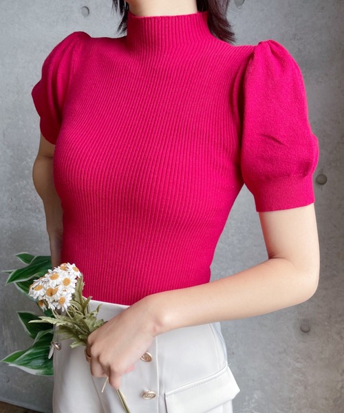 Loueme（ルエム）の「ハイネックパフスリーブリブニット（Tシャツ/カットソー・レディース・ホワイト/ブラック/ベージュ/レッド/ブルー・FREE）」の20枚目の写真