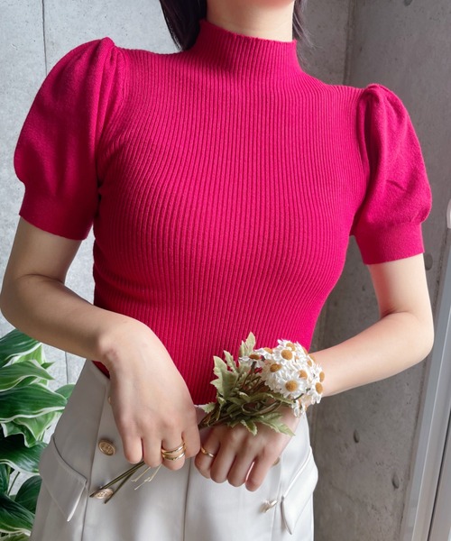 Loueme（ルエム）の「ハイネックパフスリーブリブニット（Tシャツ/カットソー・レディース・ホワイト/ブラック/ベージュ/レッド/ブルー・FREE）」の22枚目の写真