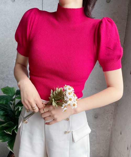 Loueme（ルエム）の「ハイネックパフスリーブリブニット（Tシャツ/カットソー・レディース・ホワイト/ブラック/ベージュ/レッド/ブルー・FREE）」の21枚目の写真