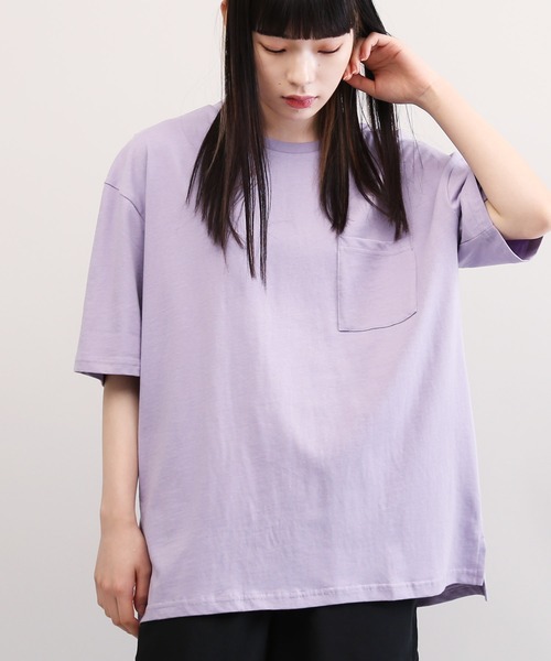 Lulu & Arnie(るるあんどあーにー)の「天竺 ルーズフィット ポケット Tシャツ(Tシャツ/カットソー・メンズ・ホワイト/ブラック/ベージュ/パープル/グレー/サックスブルー・MEDIUM/LARGE/X-LARGE)」の6枚目の写真