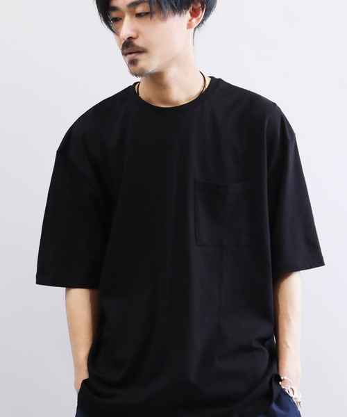 Lulu & Arnie(るるあんどあーにー)の「天竺 ルーズフィット ポケット Tシャツ(Tシャツ/カットソー・メンズ・ホワイト/ブラック/ベージュ/パープル/グレー/サックスブルー・MEDIUM/LARGE/X-LARGE)」の3枚目の写真