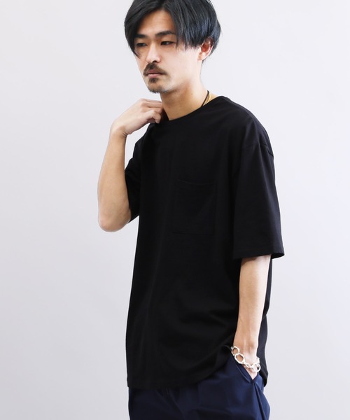 Lulu & Arnie(るるあんどあーにー)の「天竺 ルーズフィット ポケット Tシャツ(Tシャツ/カットソー・メンズ・ホワイト/ブラック/ベージュ/パープル/グレー/サックスブルー・MEDIUM/LARGE/X-LARGE)」の7枚目の写真