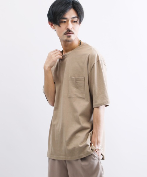 Lulu & Arnie(るるあんどあーにー)の「天竺 ルーズフィット ポケット Tシャツ(Tシャツ/カットソー・メンズ・ホワイト/ブラック/ベージュ/パープル/グレー/サックスブルー・MEDIUM/LARGE/X-LARGE)」の11枚目の写真