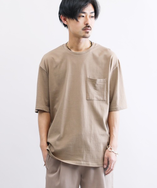 Lulu & Arnie(るるあんどあーにー)の「天竺 ルーズフィット ポケット Tシャツ(Tシャツ/カットソー・メンズ・ホワイト/ブラック/ベージュ/パープル/グレー/サックスブルー・MEDIUM/LARGE/X-LARGE)」の20枚目の写真