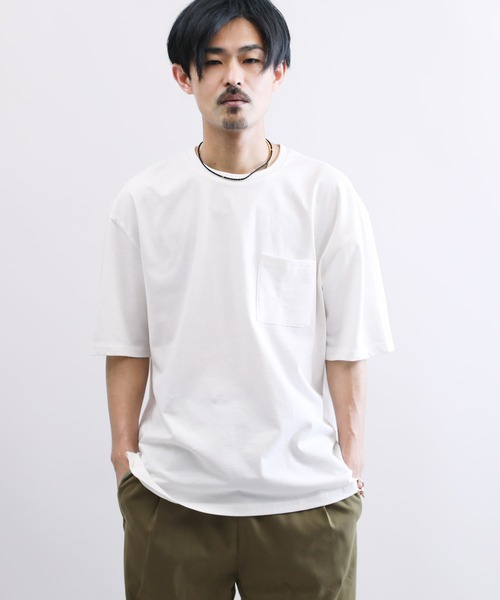 Lulu & Arnie(るるあんどあーにー)の「天竺 ルーズフィット ポケット Tシャツ(Tシャツ/カットソー・メンズ・ホワイト/ブラック/ベージュ/パープル/グレー/サックスブルー・MEDIUM/LARGE/X-LARGE)」の10枚目の写真