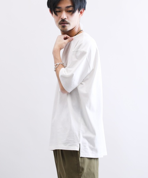 Lulu & Arnie(るるあんどあーにー)の「天竺 ルーズフィット ポケット Tシャツ(Tシャツ/カットソー・メンズ・ホワイト/ブラック/ベージュ/パープル/グレー/サックスブルー・MEDIUM/LARGE/X-LARGE)」の19枚目の写真