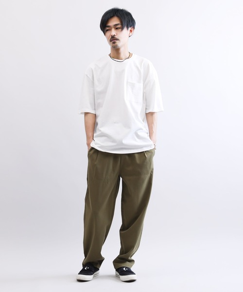 Lulu & Arnie(るるあんどあーにー)の「天竺 ルーズフィット ポケット Tシャツ(Tシャツ/カットソー・メンズ・ホワイト/ブラック/ベージュ/パープル/グレー/サックスブルー・MEDIUM/LARGE/X-LARGE)」の16枚目の写真