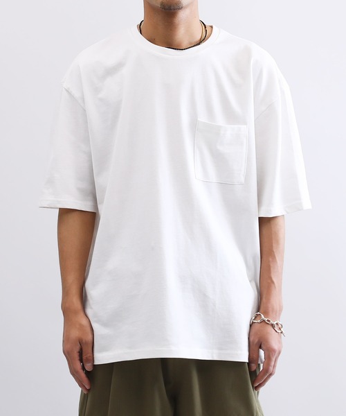 Lulu & Arnie(るるあんどあーにー)の「天竺 ルーズフィット ポケット Tシャツ(Tシャツ/カットソー・メンズ・ホワイト/ブラック/ベージュ/パープル/グレー/サックスブルー・MEDIUM/LARGE/X-LARGE)」の15枚目の写真