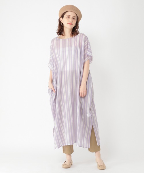 studio CLIP（スタディオクリップ）の「マルチストライプ3WAYワンピース（ワンピース・レディース・パープル/ブルー/アイボリー・FREE）」の4枚目の写真