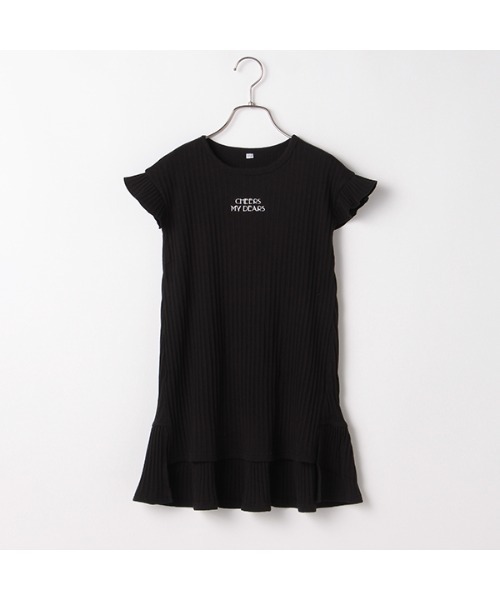 b・ROOM（ビールーム）の「【プチプラ】ロゴ刺しゅうフレンチスリーブテレコワンピース（ワンピース・キッズ・ブラック/ベージュ/ミント・110cm/100cm/120cm/130cm/140cm）」の6枚目の写真