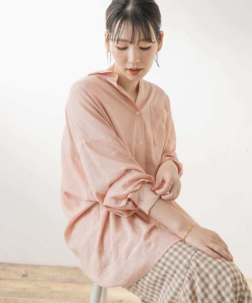 F by ROSSO(エフバイロッソ)の「F by ROSSO リネン混オーバーシャツ(シャツ/ブラウス・レディース・カーキ/イエロー/ベージュ/ピンク/オフホワイト・FREE)」の1枚目の写真