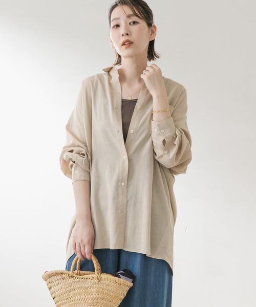 F by ROSSO(エフバイロッソ)の「F by ROSSO リネン混オーバーシャツ(シャツ/ブラウス・レディース・カーキ/イエロー/ベージュ/ピンク/オフホワイト・FREE)」の6枚目の写真