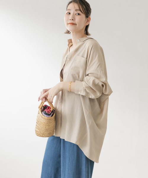 F by ROSSO(エフバイロッソ)の「F by ROSSO リネン混オーバーシャツ(シャツ/ブラウス・レディース・カーキ/イエロー/ベージュ/ピンク/オフホワイト・FREE)」の7枚目の写真