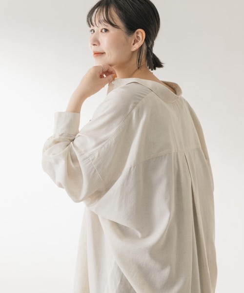F by ROSSO(エフバイロッソ)の「F by ROSSO リネン混オーバーシャツ(シャツ/ブラウス・レディース・カーキ/イエロー/ベージュ/ピンク/オフホワイト・FREE)」の12枚目の写真