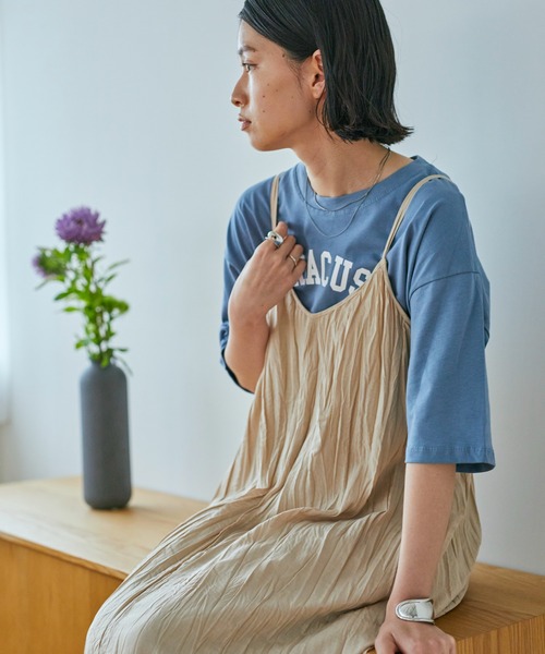 ANGIE（アンジー）の「コットンリネンワッシャーロングキャミワンピース（ワンピース・レディース・ブラック/ナチュラル/グリーン系その他/ライトベージュ/キャメル・FREE）」の7枚目の写真