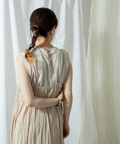 ANGIE（アンジー）の「コットンリネンワッシャーロングキャミワンピース（ワンピース・レディース・ブラック/ナチュラル/グリーン系その他/ライトベージュ/キャメル・FREE）」の12枚目の写真