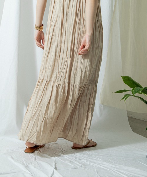 ANGIE（アンジー）の「コットンリネンワッシャーロングキャミワンピース（ワンピース・レディース・ブラック/ナチュラル/グリーン系その他/ライトベージュ/キャメル・FREE）」の15枚目の写真