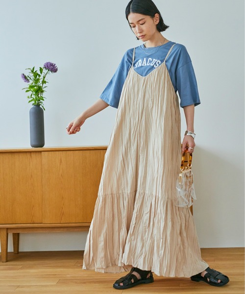 ANGIE（アンジー）の「コットンリネンワッシャーロングキャミワンピース（ワンピース・レディース・ブラック/ナチュラル/グリーン系その他/ライトベージュ/キャメル・FREE）」の16枚目の写真