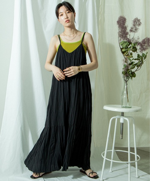 ANGIE（アンジー）の「コットンリネンワッシャーロングキャミワンピース（ワンピース・レディース・ブラック/ナチュラル/グリーン系その他/ライトベージュ/キャメル・FREE）」の20枚目の写真