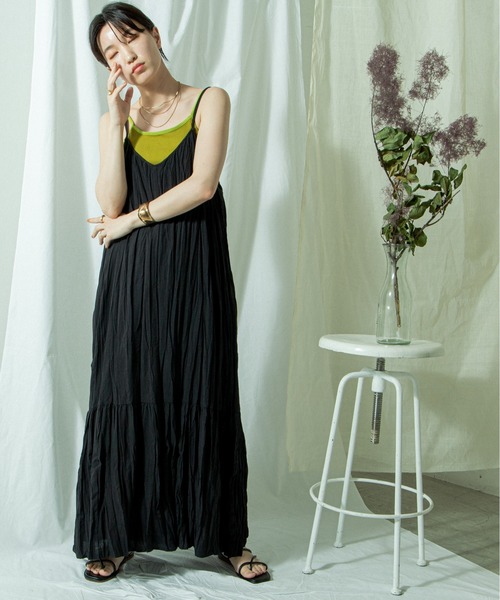 ANGIE（アンジー）の「コットンリネンワッシャーロングキャミワンピース（ワンピース・レディース・ブラック/ナチュラル/グリーン系その他/ライトベージュ/キャメル・FREE）」の22枚目の写真