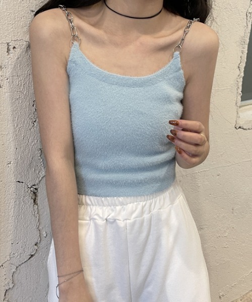 MANGROVE(マングローブ)の「チェーンストラップキャミソール(キャミソール・レディース・ホワイト/ブラック/パープル/ブルー・FREE)」の4枚目の写真