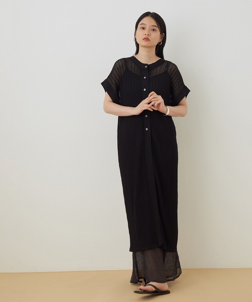 ADAM ET ROPE'（アダムエロペ）の「柄編みニット2WAYワンピース（ワンピース・レディース・ブラック/キナリ/ミント・FREE）」の3枚目の写真