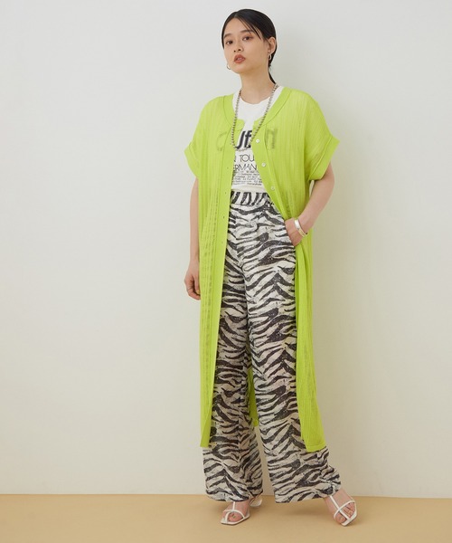ADAM ET ROPE'（アダムエロペ）の「柄編みニット2WAYワンピース（ワンピース・レディース・ブラック/キナリ/ミント・FREE）」の4枚目の写真