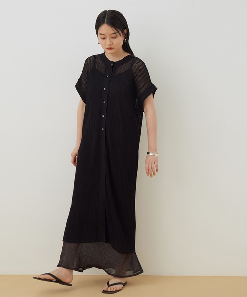 ADAM ET ROPE'（アダムエロペ）の「柄編みニット2WAYワンピース（ワンピース・レディース・ブラック/キナリ/ミント・FREE）」の10枚目の写真