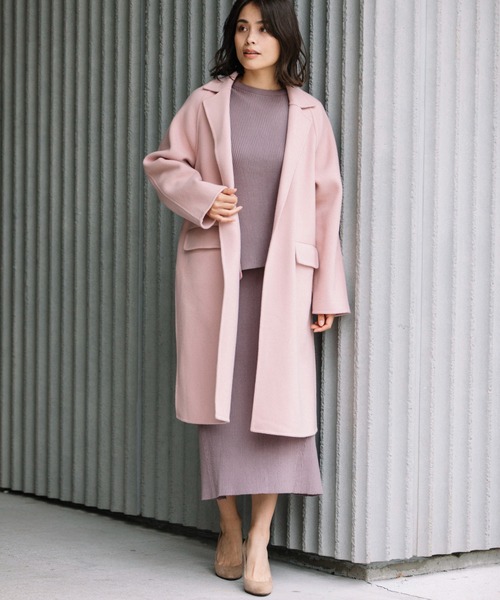 Munich（ミューニック）の「スーパー100ダブルクロスサイドスリットコート（その他アウター・レディース・ブラック/ベージュ/ピンク/モカ・S/XS）」の17枚目の写真