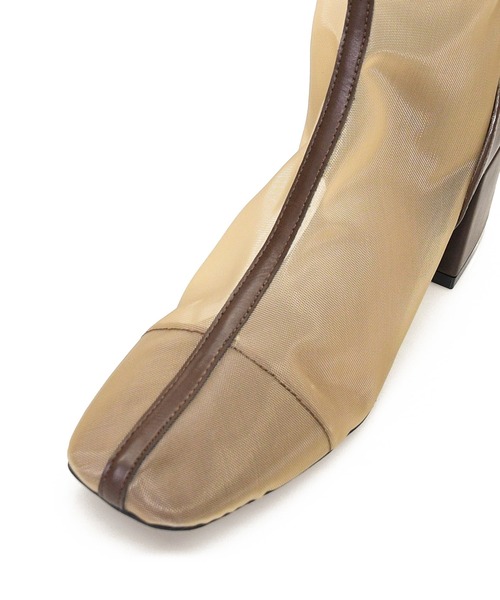 sango（sango）の「センターパイピングシアーバックファスナーショートブーツ（ブーツ・レディース・グレイッシュベージュ/ブラック/ダークブラウン/アイボリー・L/LL/3L/SS/S/M）」の6枚目の写真