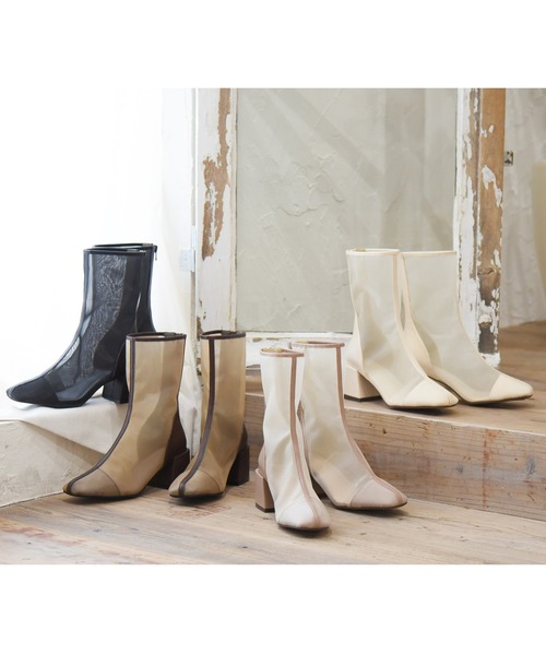 sango（sango）の「センターパイピングシアーバックファスナーショートブーツ（ブーツ・レディース・グレイッシュベージュ/ブラック/ダークブラウン/アイボリー・L/LL/3L/SS/S/M）」の19枚目の写真