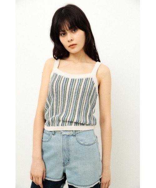 LAGUA GEM（ラグアジェム）の「MULTI STRIPE KNIT CAMI（キャミソール・レディース・ブラウン系その他2/ホワイト系その他2・FREE）」の2枚目の写真