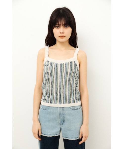 LAGUA GEM（ラグアジェム）の「MULTI STRIPE KNIT CAMI（キャミソール・レディース・ブラウン系その他2/ホワイト系その他2・FREE）」の8枚目の写真