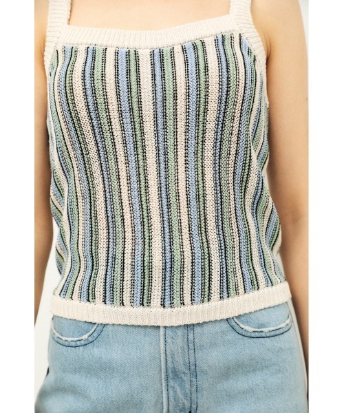 LAGUA GEM（ラグアジェム）の「MULTI STRIPE KNIT CAMI（キャミソール・レディース・ブラウン系その他2/ホワイト系その他2・FREE）」の5枚目の写真