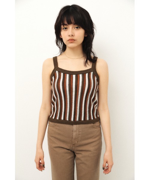 LAGUA GEM（ラグアジェム）の「MULTI STRIPE KNIT CAMI（キャミソール・レディース・ブラウン系その他2/ホワイト系その他2・FREE）」の12枚目の写真