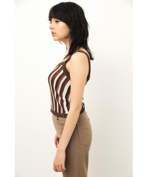 LAGUA GEM（ラグアジェム）の「MULTI STRIPE KNIT CAMI（キャミソール・レディース・ブラウン系その他2/ホワイト系その他2・FREE）」の11枚目の写真