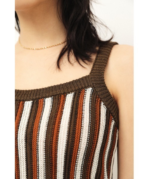 LAGUA GEM（ラグアジェム）の「MULTI STRIPE KNIT CAMI（キャミソール・レディース・ブラウン系その他2/ホワイト系その他2・FREE）」の4枚目の写真