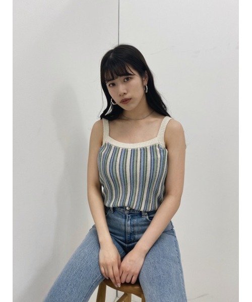 LAGUA GEM（ラグアジェム）の「MULTI STRIPE KNIT CAMI（キャミソール・レディース・ブラウン系その他2/ホワイト系その他2・FREE）」の15枚目の写真