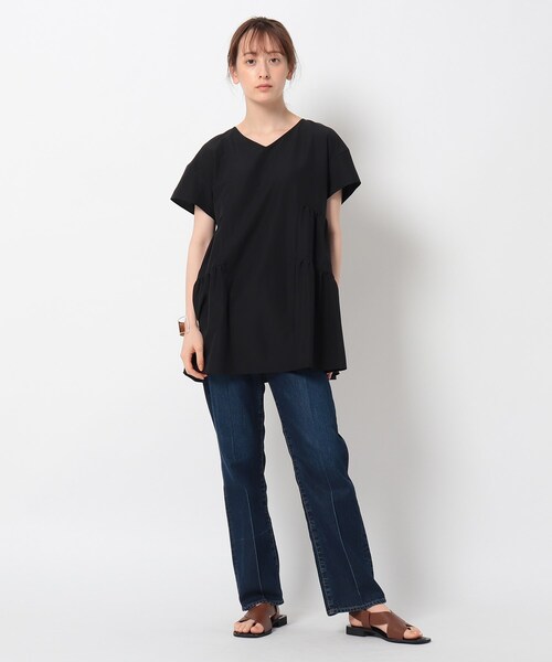 INDIVI（インディヴィ）の「◇【洗える】Vネックティアードブラウス 