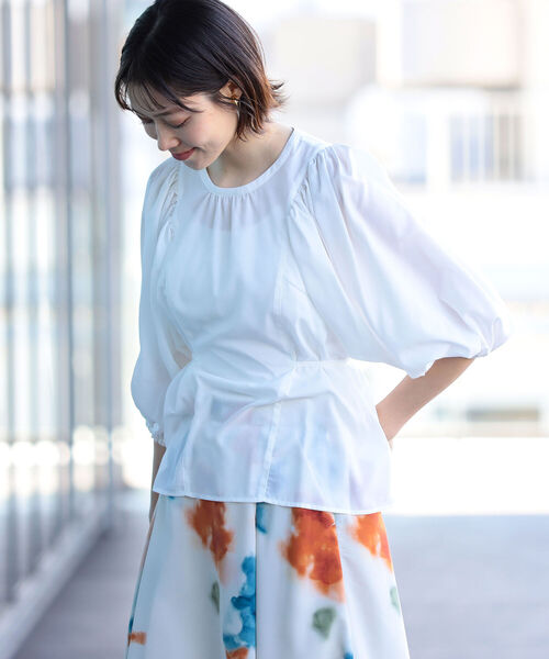 Ray BEAMS（レイビームス）の「Ray BEAMS / バルーン ギャザースリーブ ブラウス（シャツ/ブラウス・レディース・サックスブルー/ホワイト/ブラック・ONE SIZE）」の6枚目の写真