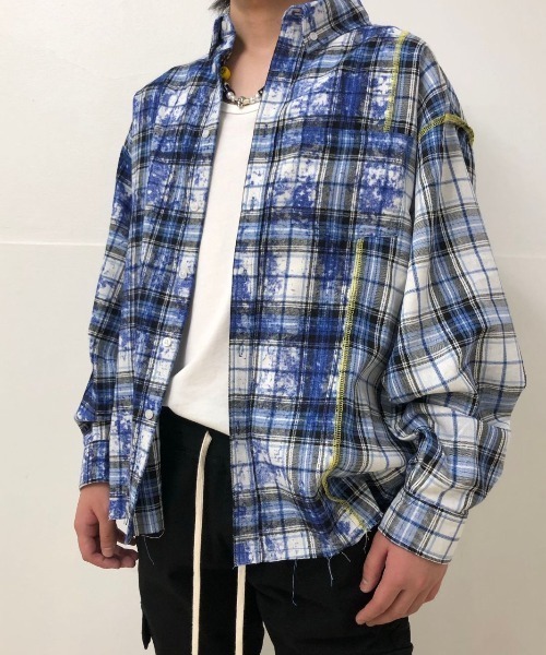 A4A（エーフォーエー）の「A4A/エーフォーエー/切り替えネルシャツ（シャツ/ブラウス・メンズ・レッド/ブルー/グリーン・FREE）」の3枚目の写真