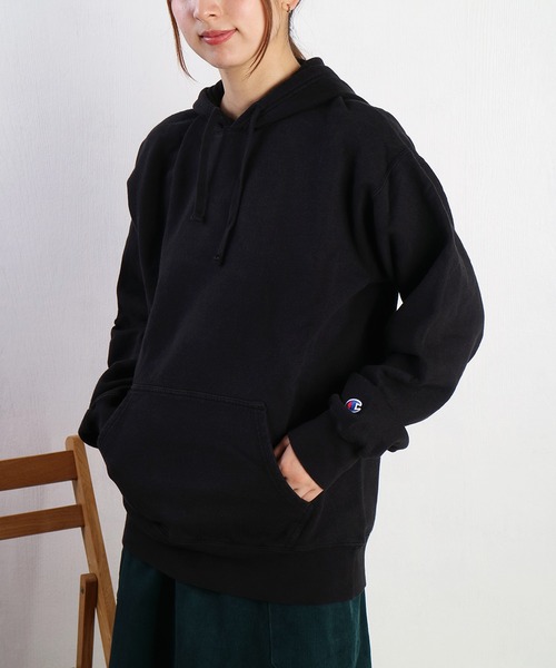 Champion（チャンピオン）の「Champion ガーメントダイ 長袖 裏毛プルパーカー スウェット 無地（パーカー・メンズ・ブラック/ネイビー/ブルー系その他/グリーン/グレー・M/XL/L/S/XXL）」の15枚目の写真